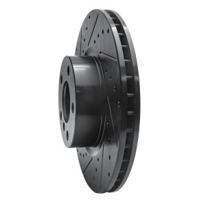 BMW X4 Brake Rotor (1) - Front Left - R1 Concepts - Drilled & Slotted - Black - `11-`18